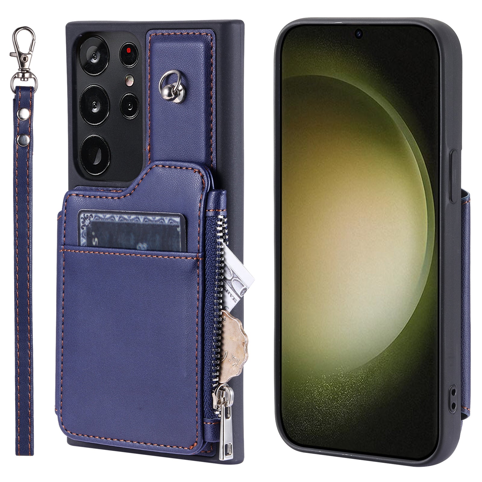 009 For Samsung Galaxy S23 Ultra Zipper Pocket Case Kickstand PU Leather Coated TPU RFID Blocking Wallet Phone Cover with Wrist Strap 009 For Samsung Galaxy S23 Ultra Zipper Pocket Case Kickstand PU Leather Coated TPU RFID Blocking Wallet Phone Cover with Wrist Strap
